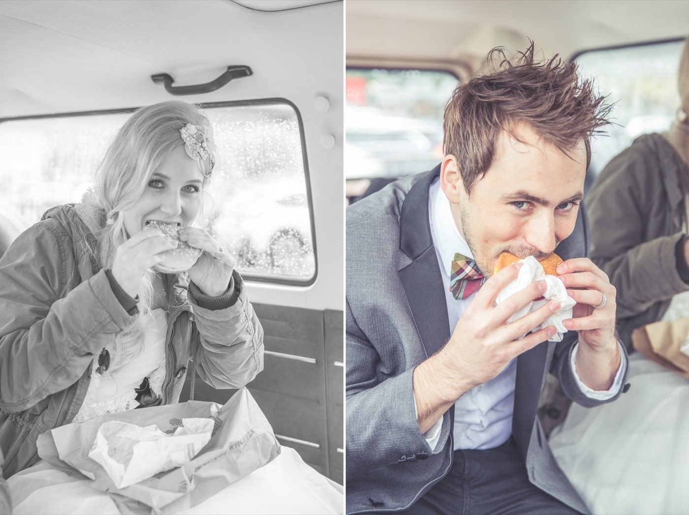 Hochzeitspaar vor VW Büssli – © Sarah Urech Photography